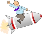 Businessman Flying On a Rocket